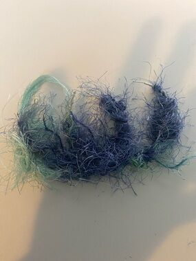 Womens Fuzzy Thread Hoop Earrings in Blue-Green